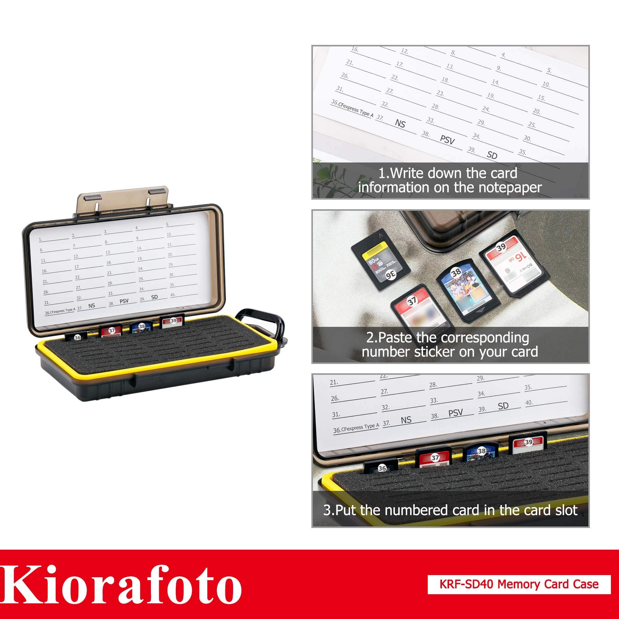 40 Slots Durable Memory Card Case Holder Organizer Keeper Water-Resistant Protector for SD SDHC SDXC Cfexpress Type A Camera Memory Card for Sony PSV PS Vita for Nintendo Switch Game Cards Storage