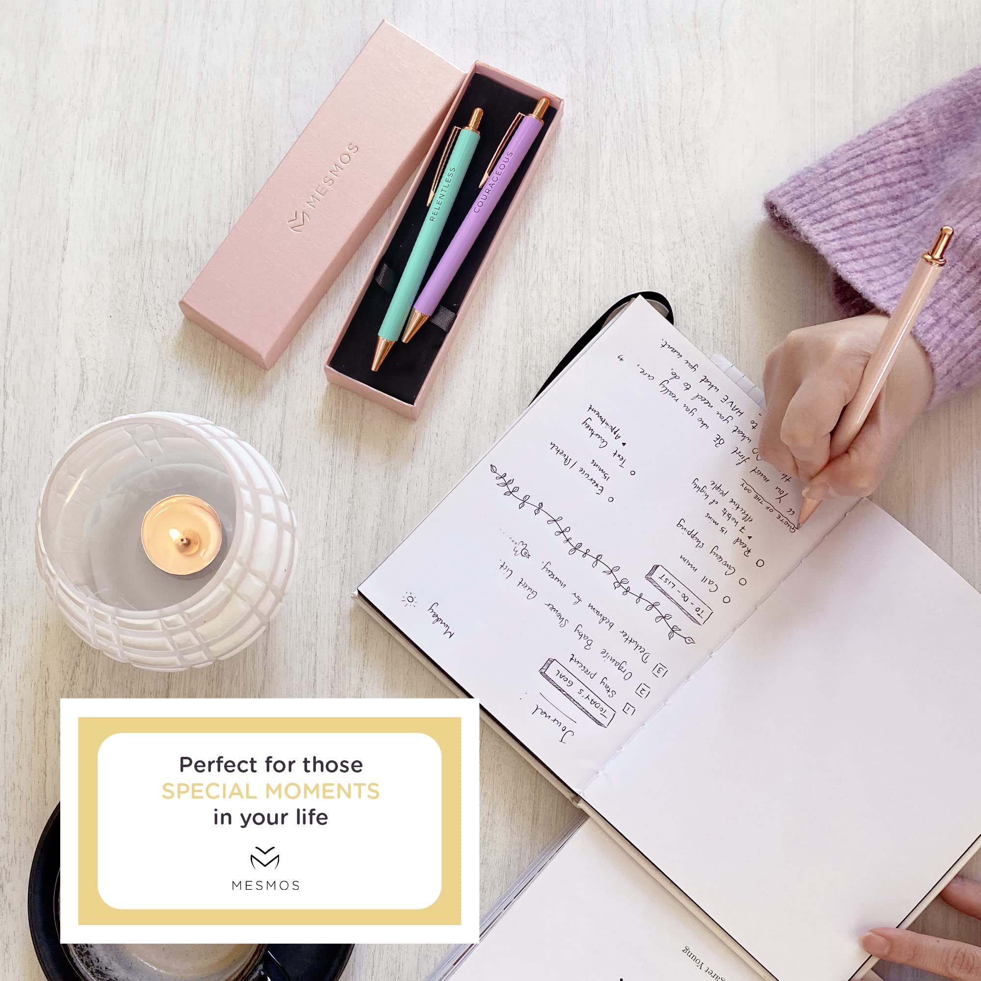 MESMOS Fancy Pen Set, Inspirational Gifts for Women, Motivational Gifts, Office Motivational Boss Lady Writing Nice Unique Click Pens, Server Promotion Pretty Pens