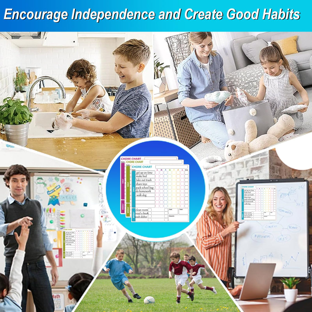 Chore Chart, Uniqcasa 3 Pack Magnetic Chores Chart,Dry Erase Behavior Responsibility Reward Chart Fridge Weekly to Do Memo Checklist with 6 Fine Markers for Teenagers Adults