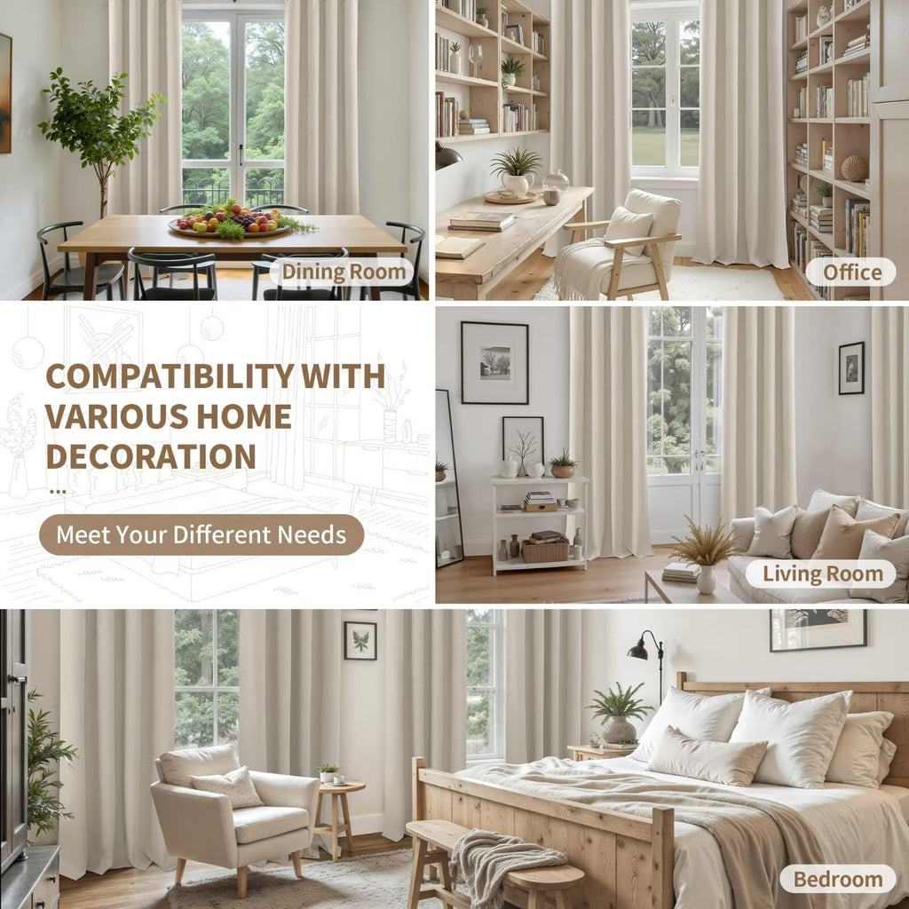 YoungsTex Blackout Curtains for Bedroom - Linen Curtains 84 Inches Long Thermal Insulated Light Blocking Grommet Window Drapes for Living Room, 2 Panels, 52x84 Inch