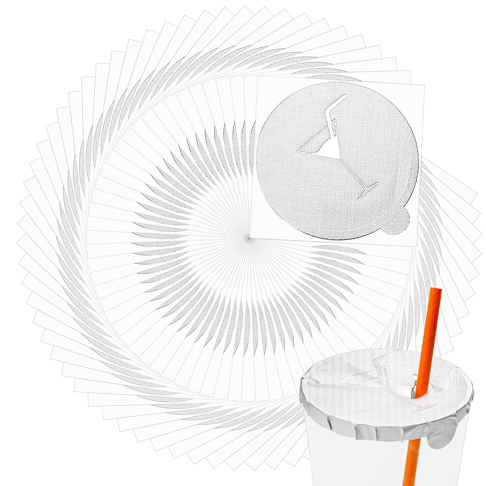 Peohud 100 Pack Drink Cover, 4 Inch Disposable Drink Protective Cap, Drink Covers for Protection Women, Adhesive Drinking Glasses Covers Drink Protector Stickers, Fits Most Cup Sizes