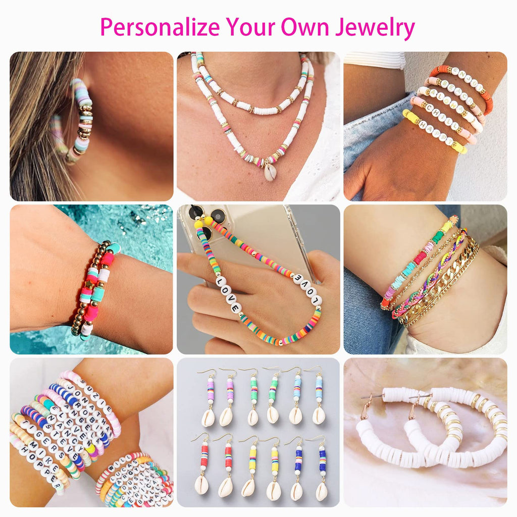20,000 Pcs Clay Beads Bracelet Making Kit, 120 Colors 6 Boxes Polymer Beads Spacer Heishi Beads Kit, Jewelry Making Set with Pendant Charms Elastic Strings, Crafts Gift for Adults