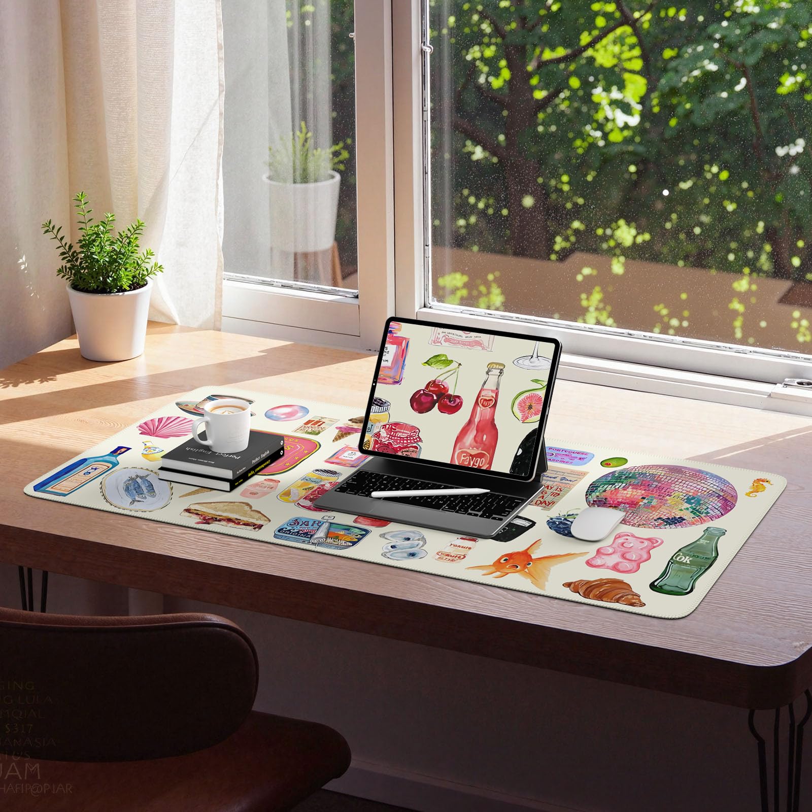 iCasso Large Mouse Pad and Keyboard Mat, XXL Desk Pad, Anti-Slip, Water-Resistant, Stitched Edges, Black