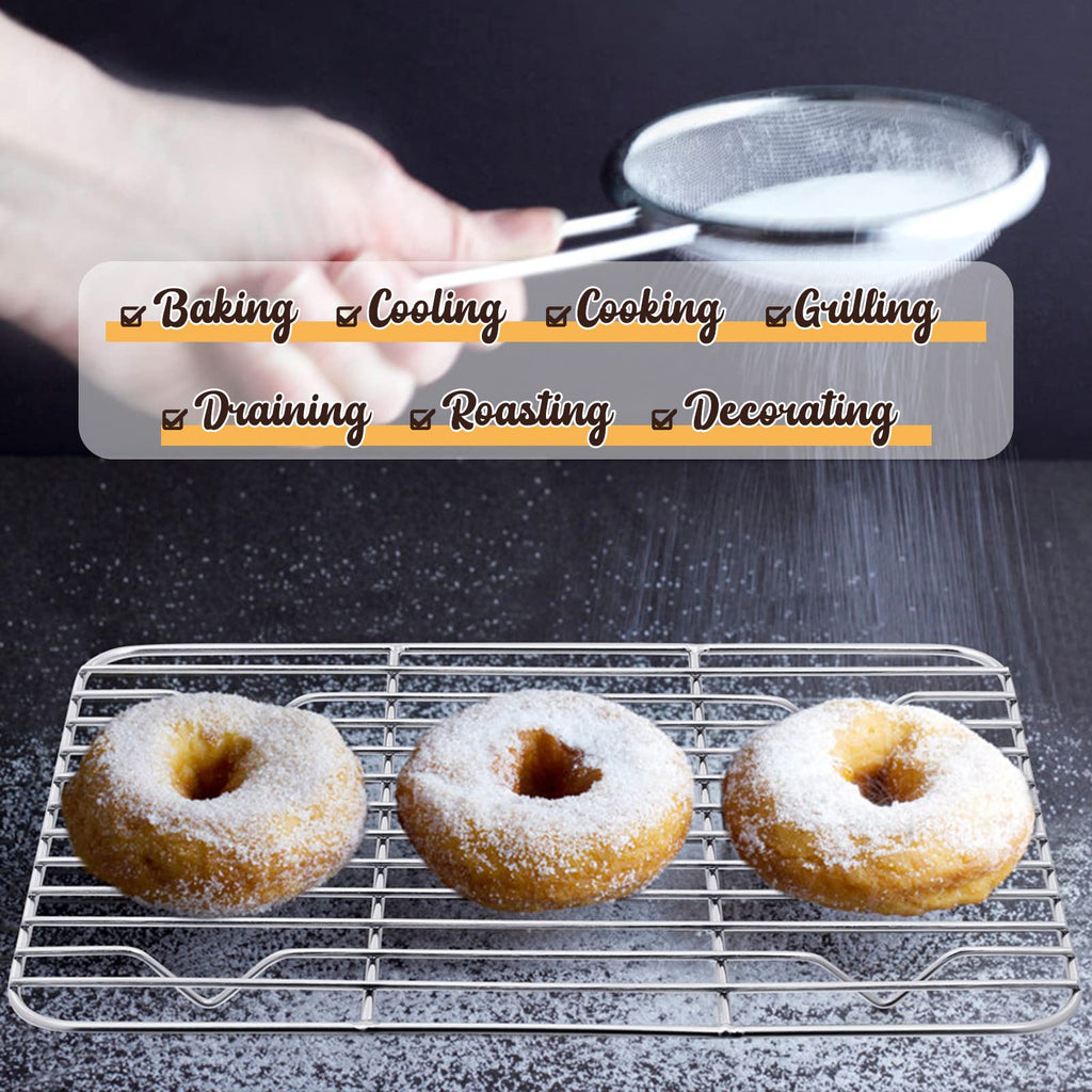 Small Stainless Steel Baking Sheet with Rack Set, E-far 10.5”x8.3” Cookie Sheet Broiling Pan for Toaster Oven, Rimmed Metal Tray with Wire Rack for Cooking/Baking/Cooling/Bacon - Dishwasher Safe