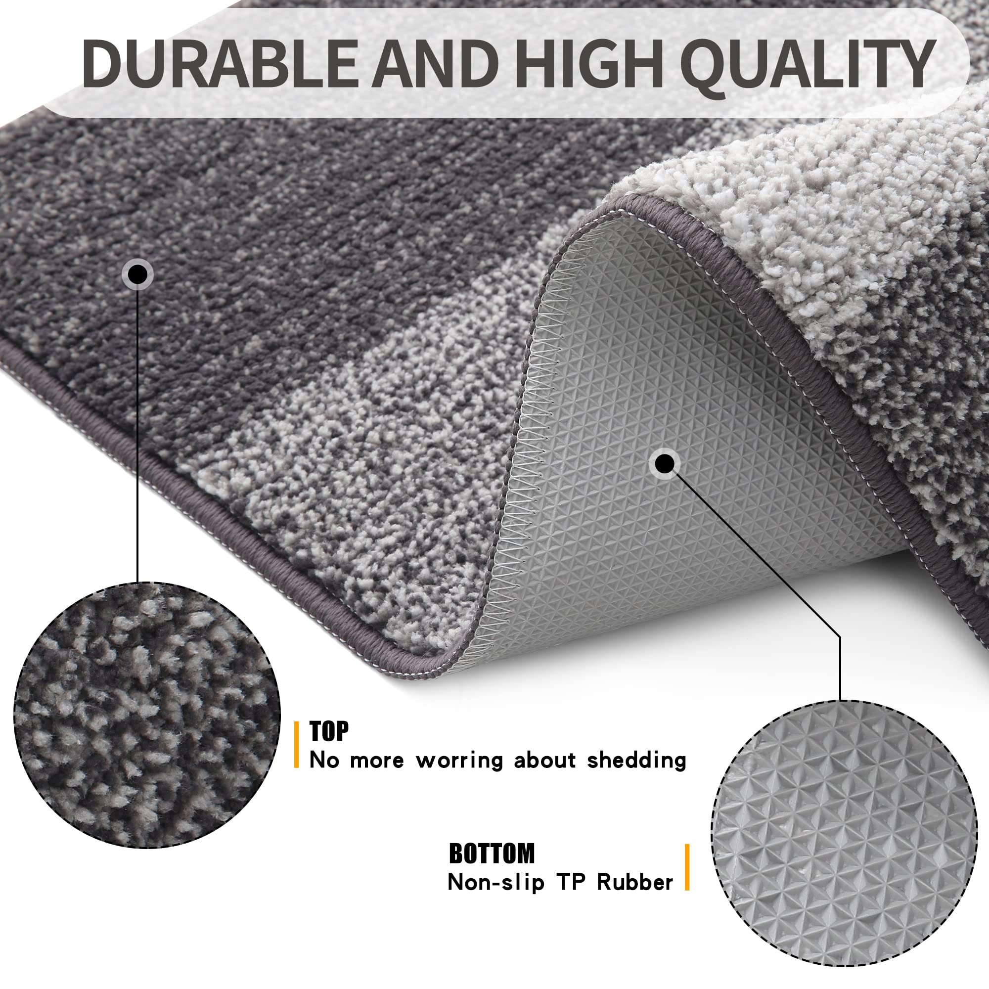 Grandaily Indoor Doormat, 20" x 32" Non-Slip Mud Trapper Absorbent Front Door Mats, Washable Striped Inside Entryway Mat, Low-Profile Welcome Mat Entrance Mat, Grey