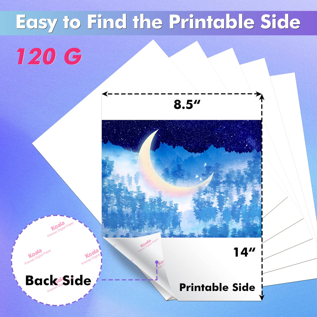 Koala Sublimation Paper 8.5X14 inches 120gsm 120 Sheets for Personalize Your Gift Compatible with Inkjet Printer Sublimation Ink