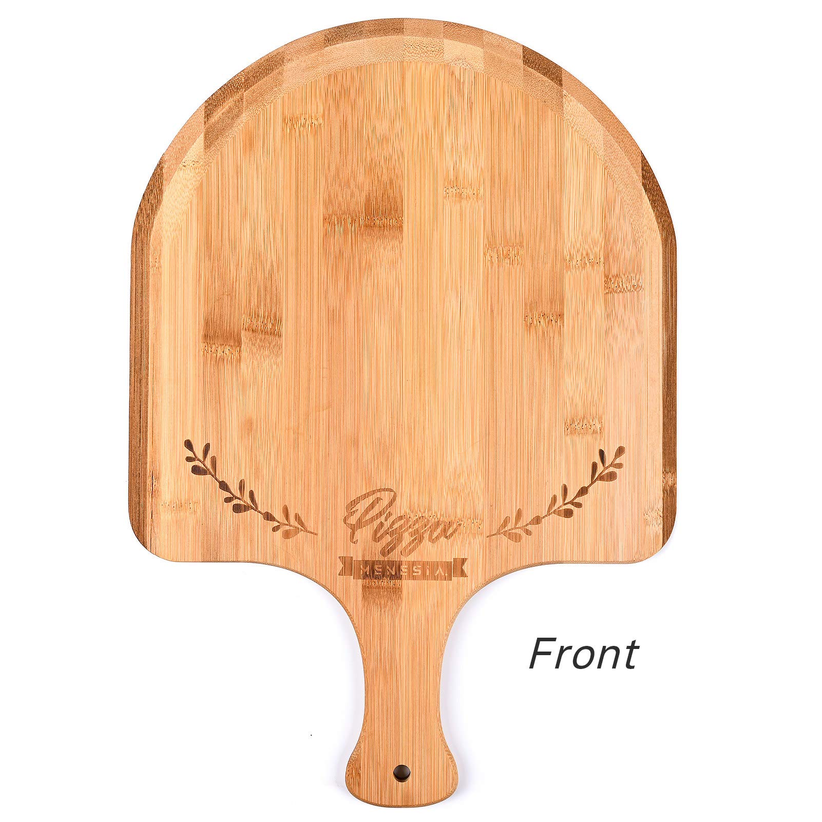 Menesia 12 Inch Premium Bamboo Pizza Peel with Handle,Wooden Pizza Paddle,Cutting Board for Fruit,Vegetables,Cheese,Bread(Circle)