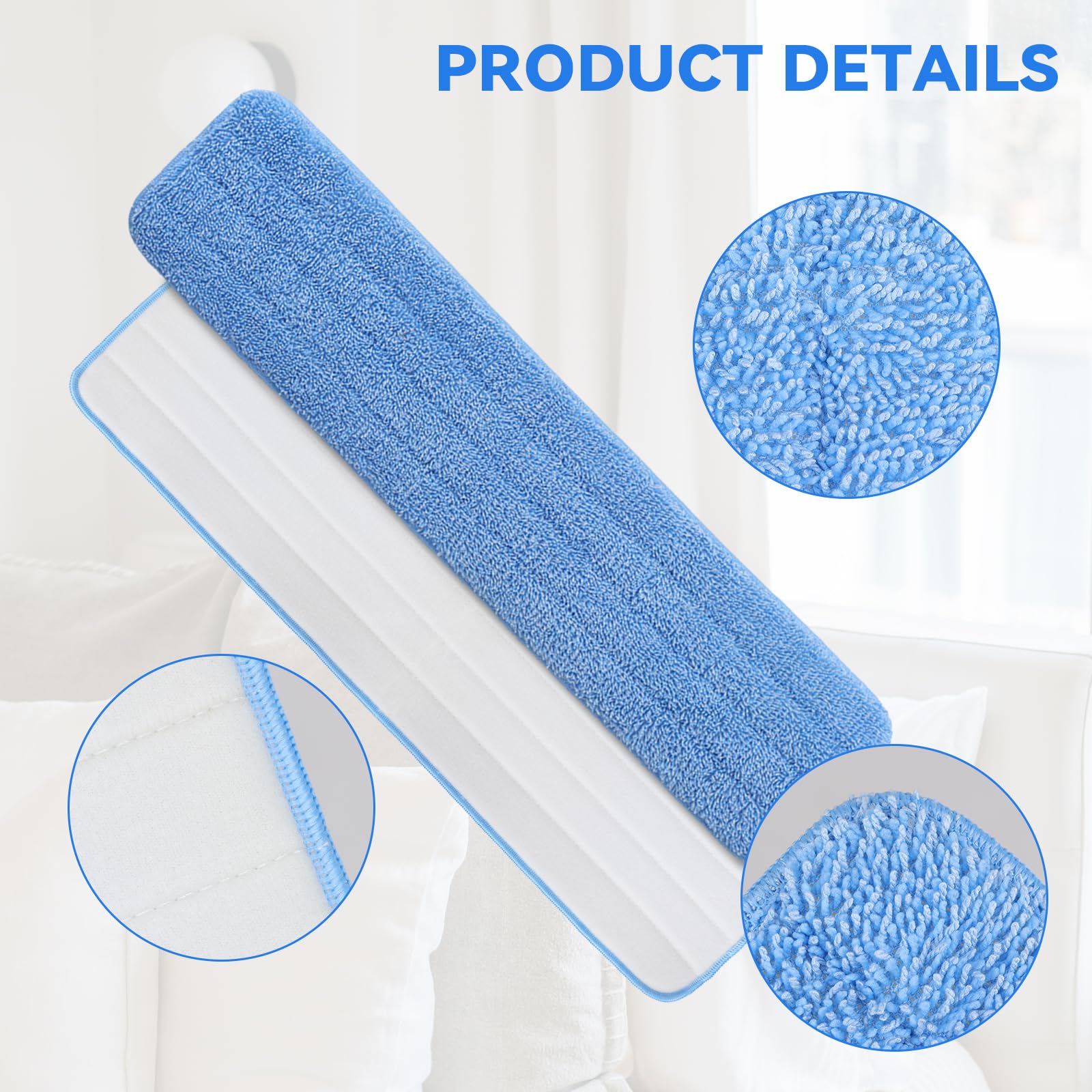 “36" Microfiber Pad for Rubbermaid Commercial 36 Inch Mop Head - 8 Pack Replacement Wet & Dry Commercial Reusable Cleaning Mop Refills Fit for Any Microfiber Flat Mop System 36"”