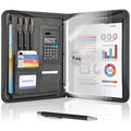 Leathario Portfolio, Vegan Leather 3-Ring Zipper Binder, Includes 10 Clear Sheet Protectors and a Pen, Multi-Pocket A4 Padfolio Folder for Tablets, Files and Business Documents, Office Supplies
