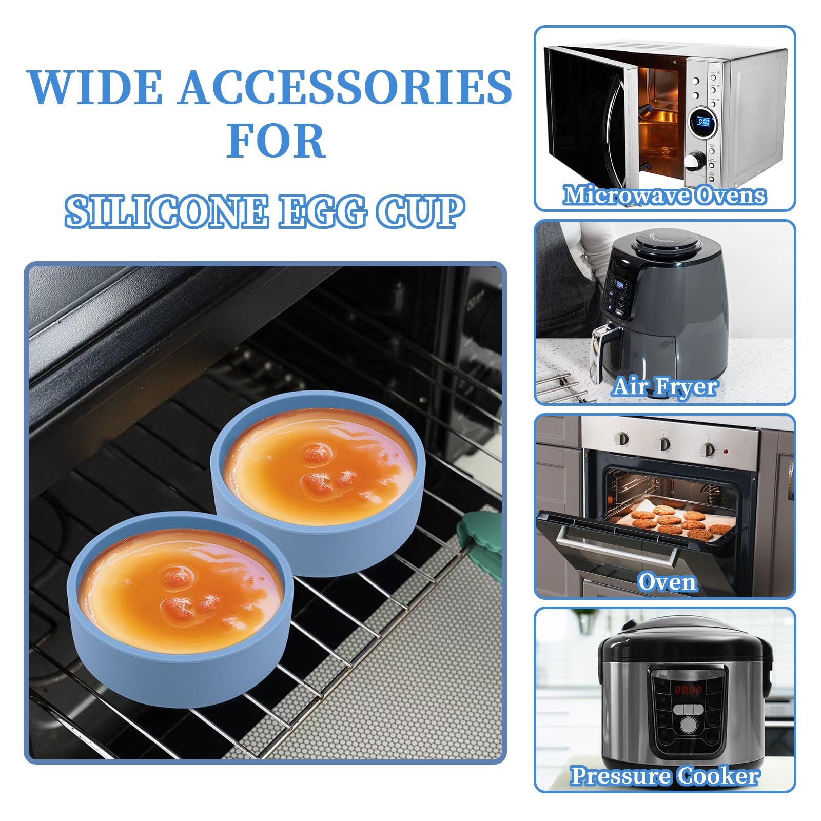Sekonow 4pcs Silicone Microwave Egg Cooker, Microwave Egg Poacher, Nonstick Poached Egg Maker Air Fryer Egg Mold for Breakfast Sandwiches Egg Bites