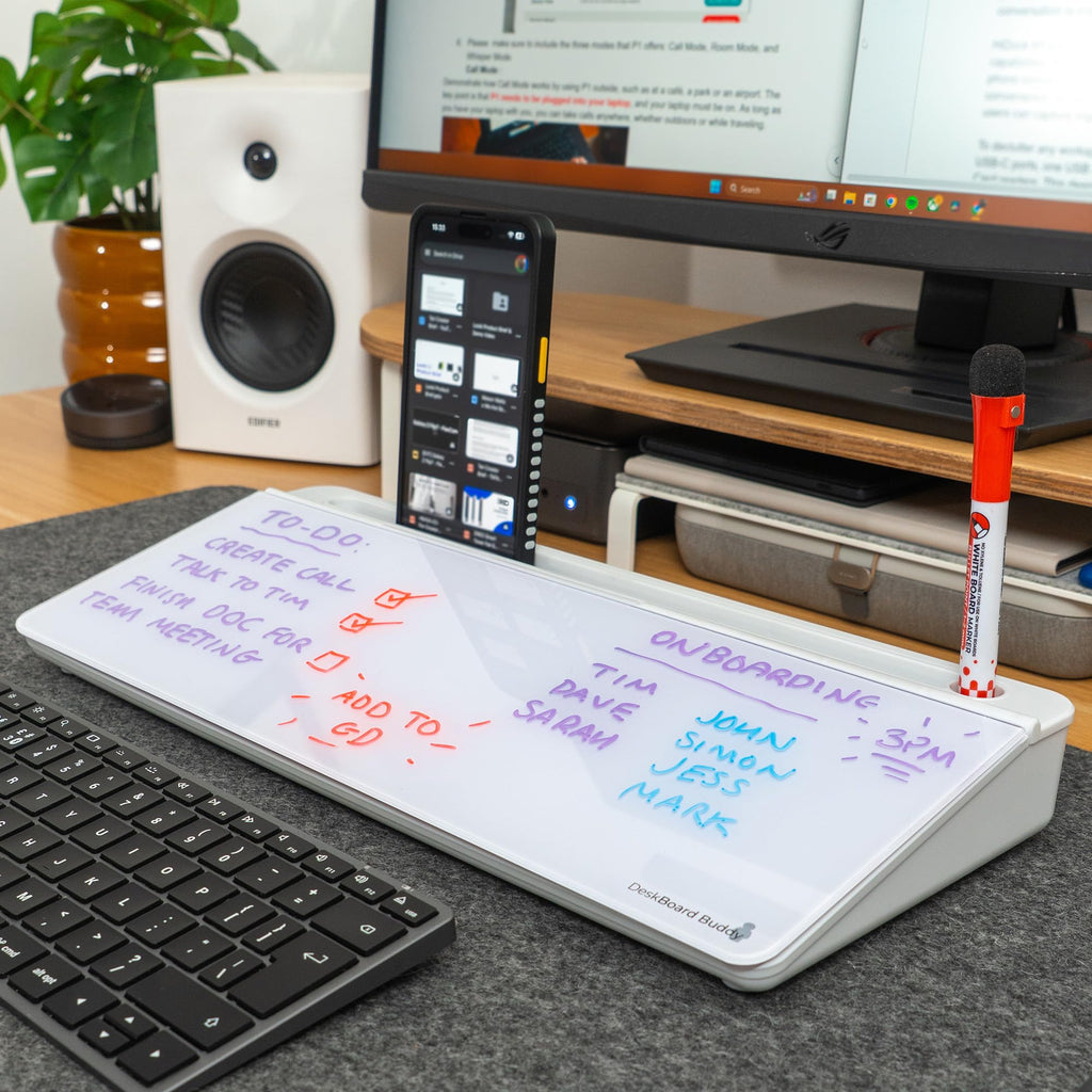 DeskBoard Buddy Desktop Whiteboard Plus Markers (White)