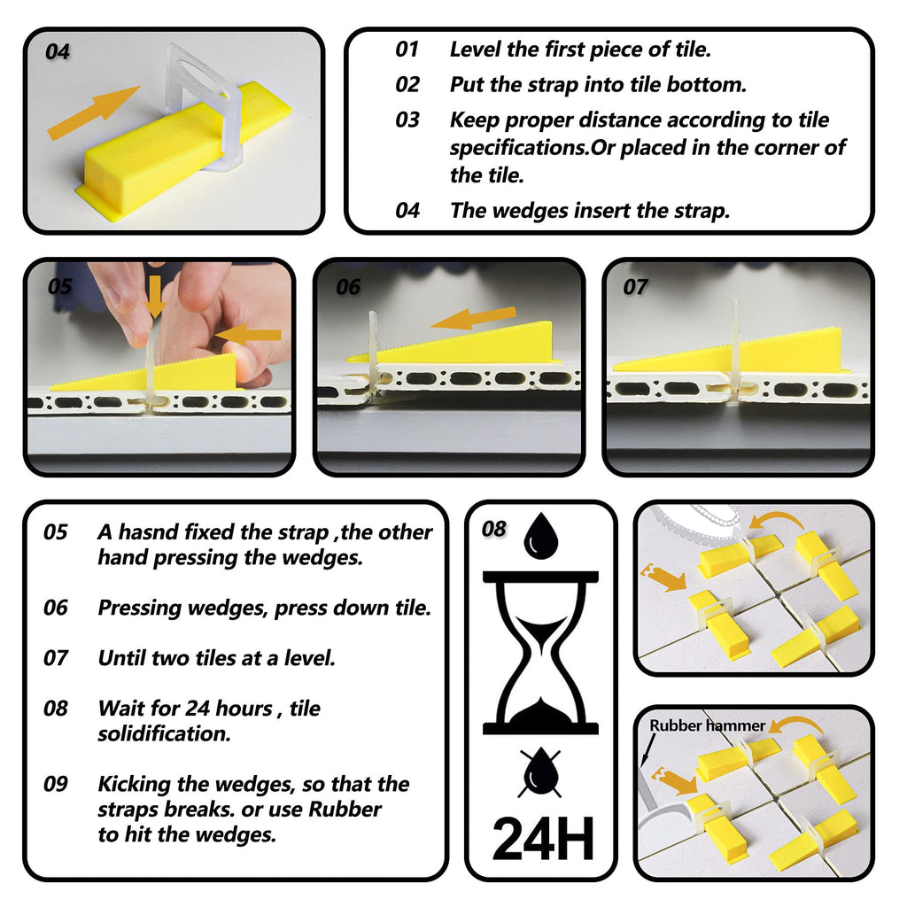 Tile Leveling System 3mm Kits with Pliers, 300pcs Tile Spacers Clips, 100pcs Reusable Wedges for Floor Leveling, Tile Kits, Wall Tile Leveler Tools