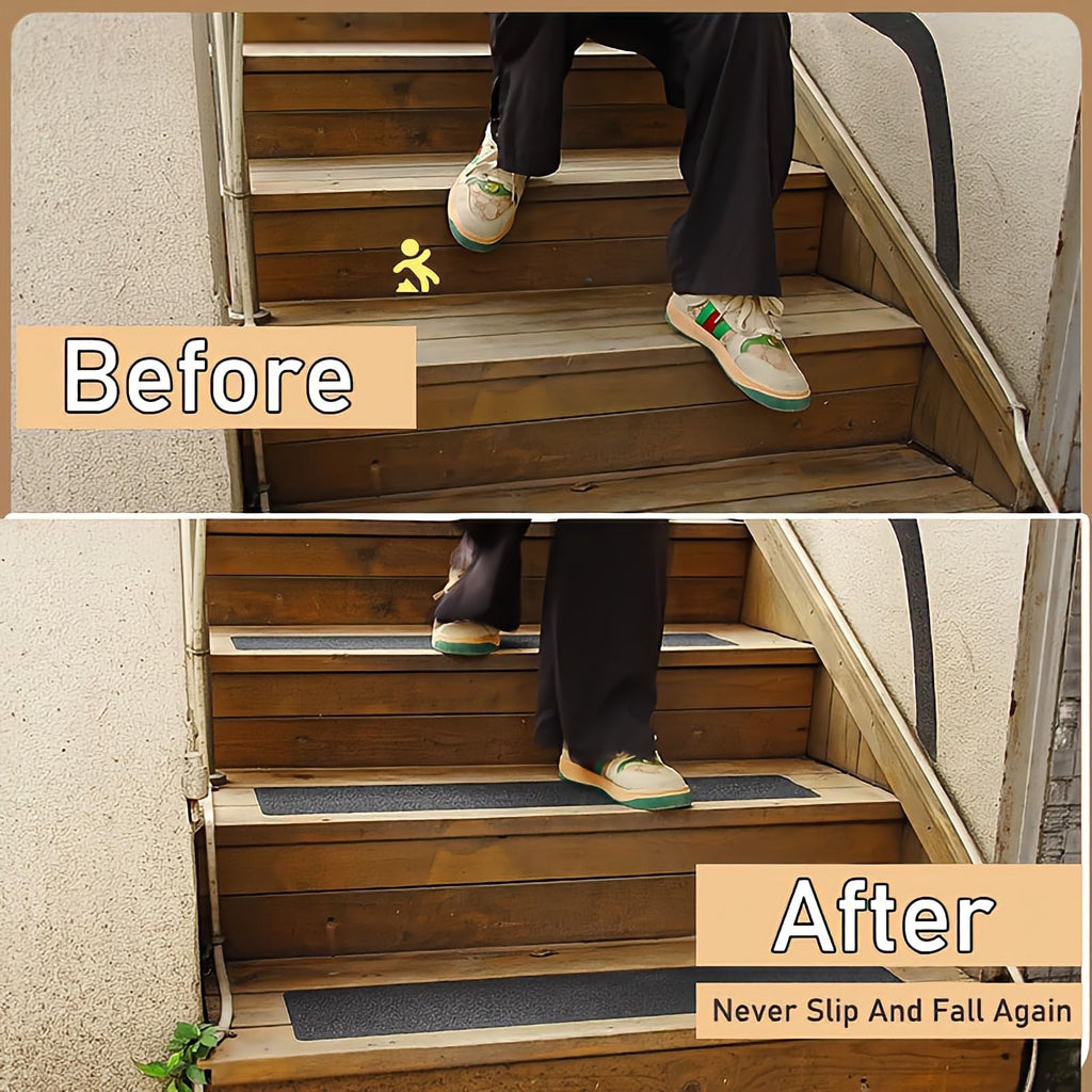 CHUANGSEED 12-Pack Non-Slip Stair Traction Tape 4''x30'' Black Anti Slip Tape 80 Grit Outdoor Treads Grip Tape- Waterproof Heavy Duty Anti Skid Strips for Steps,Deck,Staircase