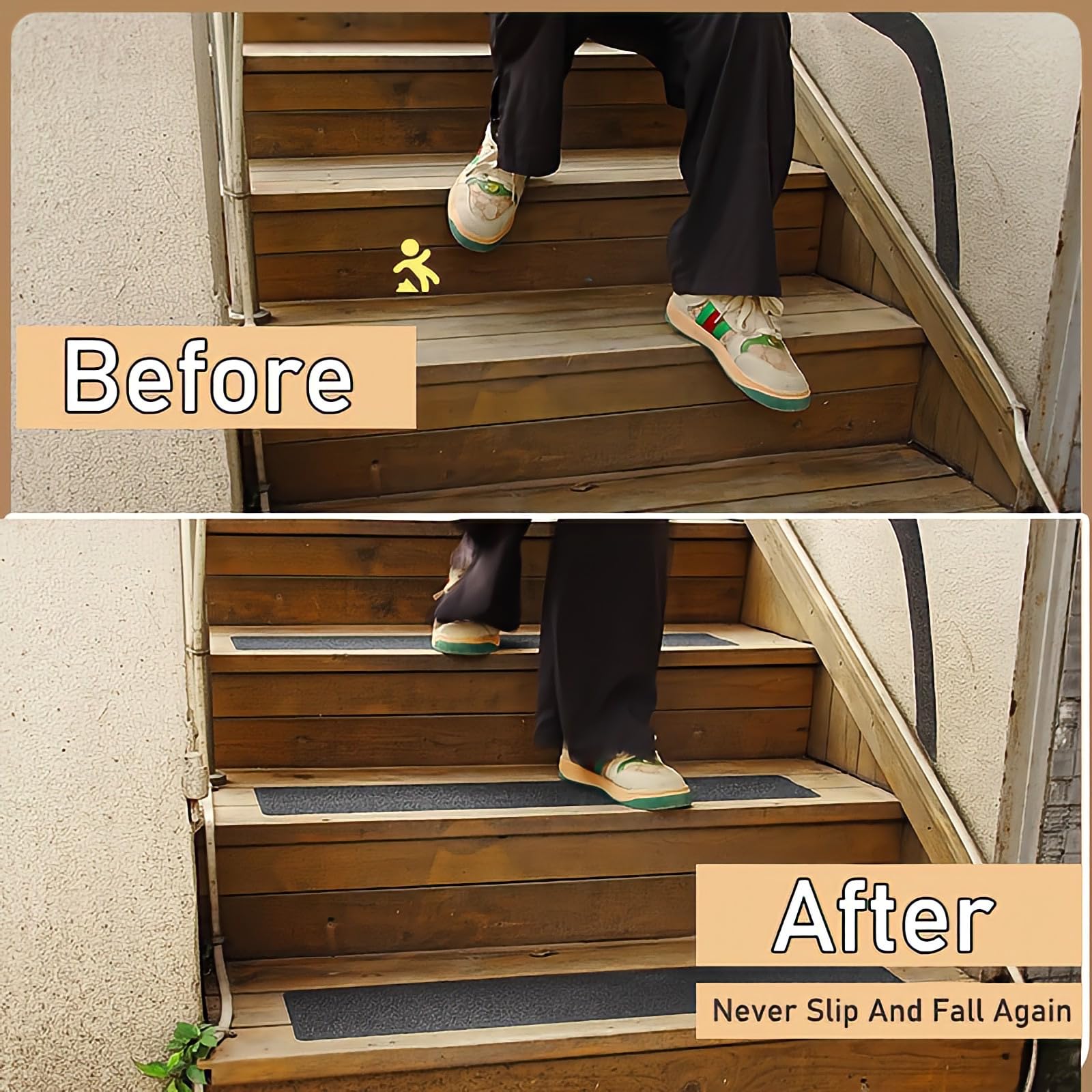 CHUANGSEED 12-Pack Non-Slip Stair Traction Tape 4''x30'' Black Anti Slip Tape 80 Grit Outdoor Treads Grip Tape- Waterproof Heavy Duty Anti Skid Strips for Steps,Deck,Staircase
