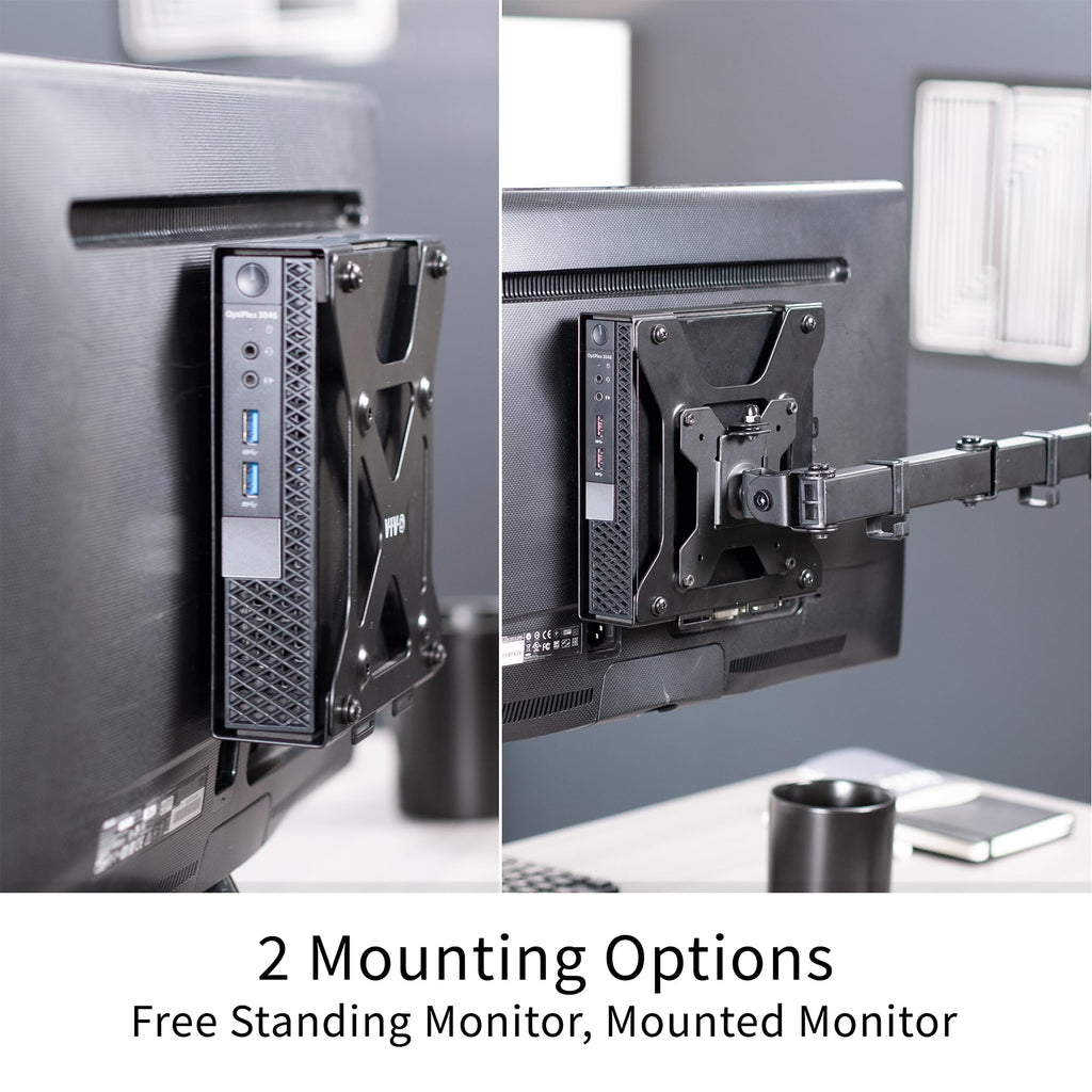 VIVO Behind Monitor Mini PC VESA Mount Designed for Dell OptiPlex Micro CPU, Monitor Arm Computer Holder, Concealed Behind Screen, Desk and Wall Mounting Options, Black, Mount-DLMM2