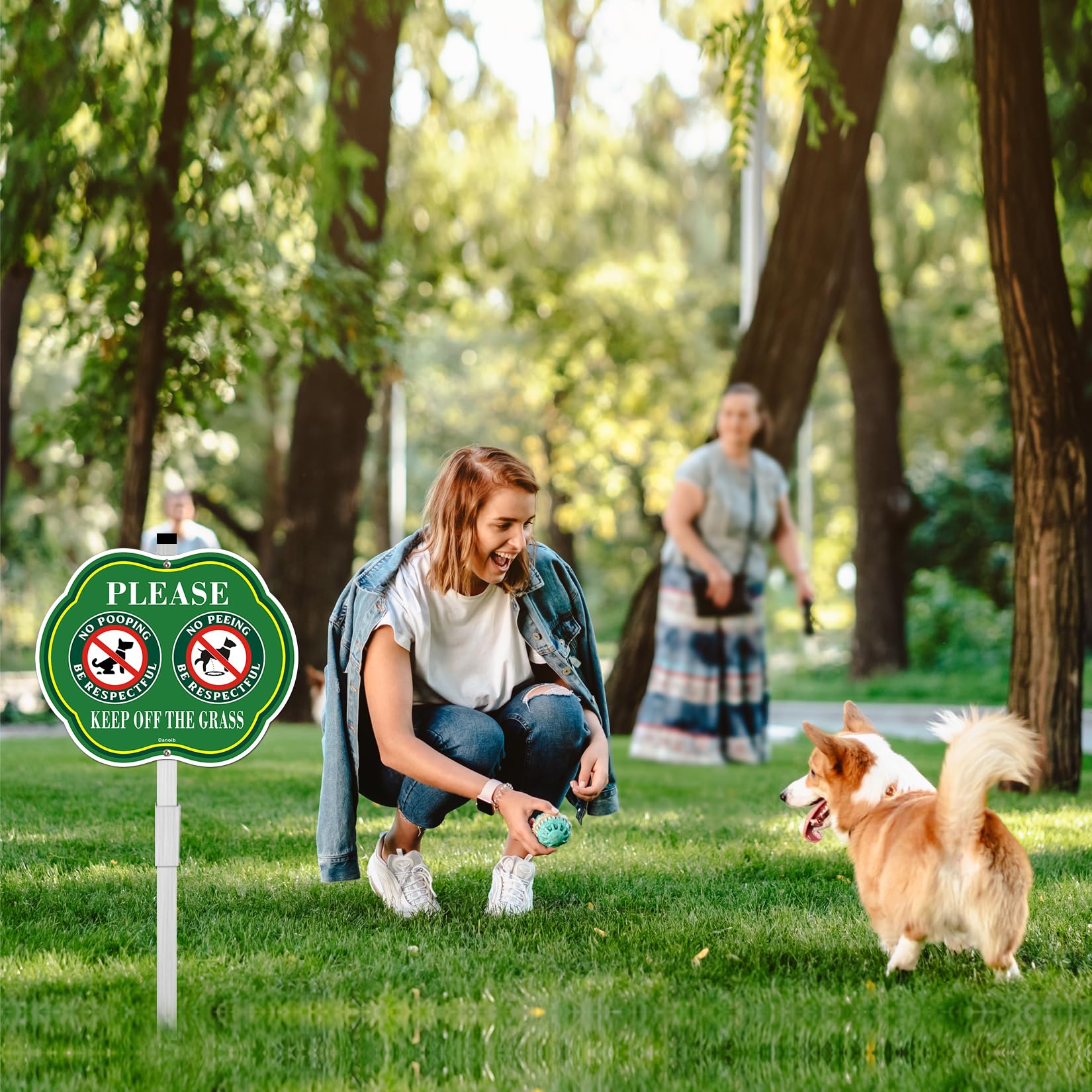 No Pooping Dog Signs with Stake, Keep off Grass Yard Sign,10x12 Inches Aluminum Metal Signs, Fade Resistant, Weatherproof, Indoor or Outdoor Use Classic （2 Pack）