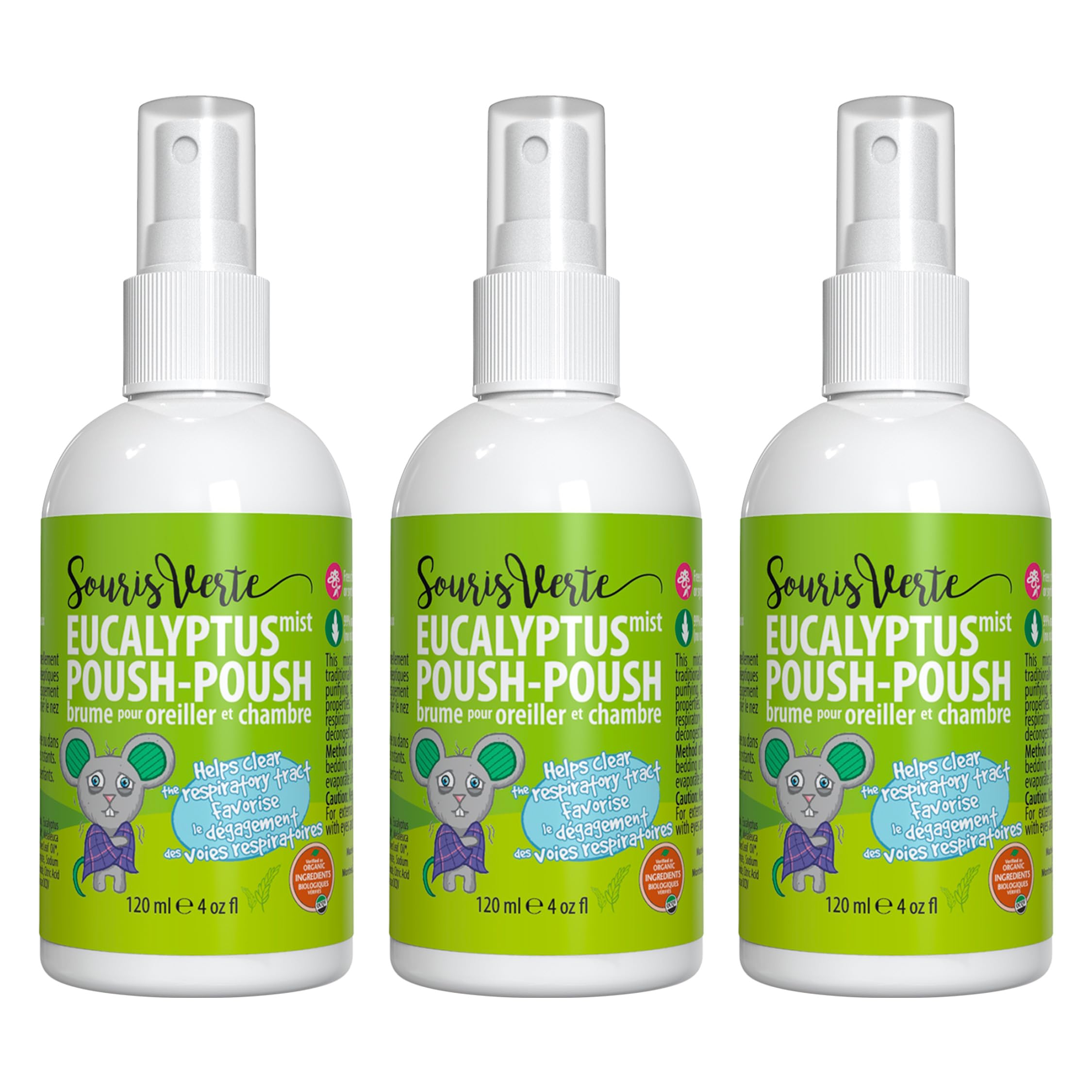 Souris Verte Eucalyptus Mist – for Pillow and Bedding – Made in Canada (3-Pack)
