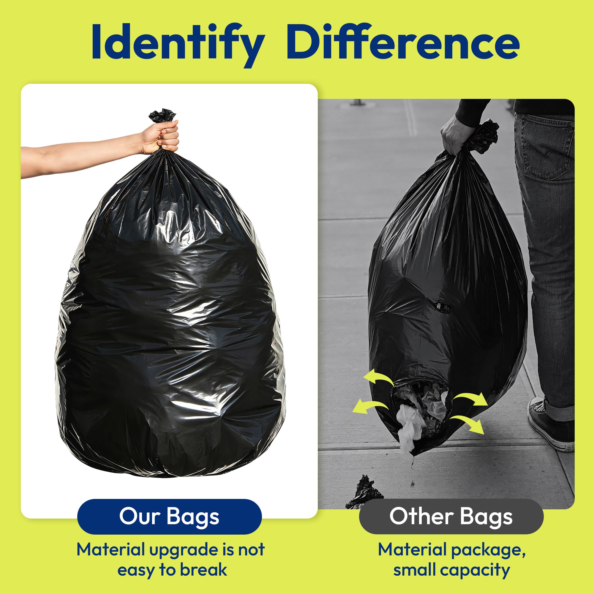 KeenEcho Heavy Duty Contractor Trash Bags 33 Gallon 30 Count, 1.0 Mil, Strong Black Garbage Bags, Leakproof Star Seal for Construction, Yard, Demolition Debris