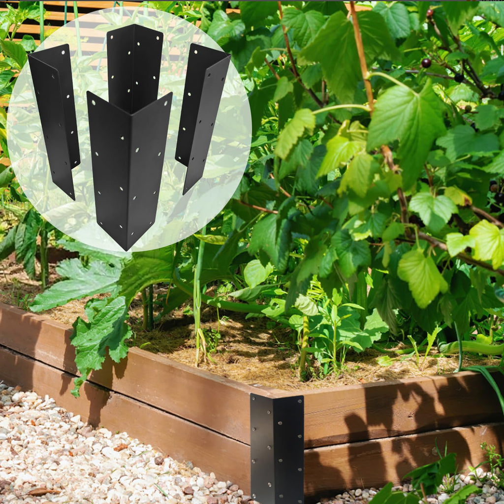 4 Pack Raised Bed Corner Metal Connector, Durable Metal Garden Corner Bracket, Suitable Flower or Vegetable Gardens Beds (4, 11 * 3 * 3in)