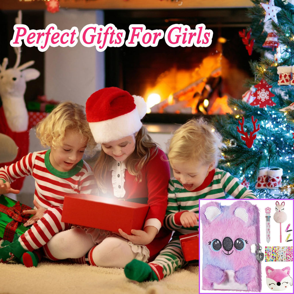Girls Diary with Lock,Gifts for 7 8 9 10 11 12 Year Old Girls Journal for Kids with Bookmarks Sticky Notes Pom Pom Pen Notebook for Writing and Drawing