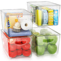 theaoo Clear Storage Bins with Lids Stackable - Large Plastic Containers for Pantry Organization and Storage - Perfect for kitchen,Fridge,Laundry Room,Bathroom,Garage,Closet,Cabinet Organizer - 4 Pack