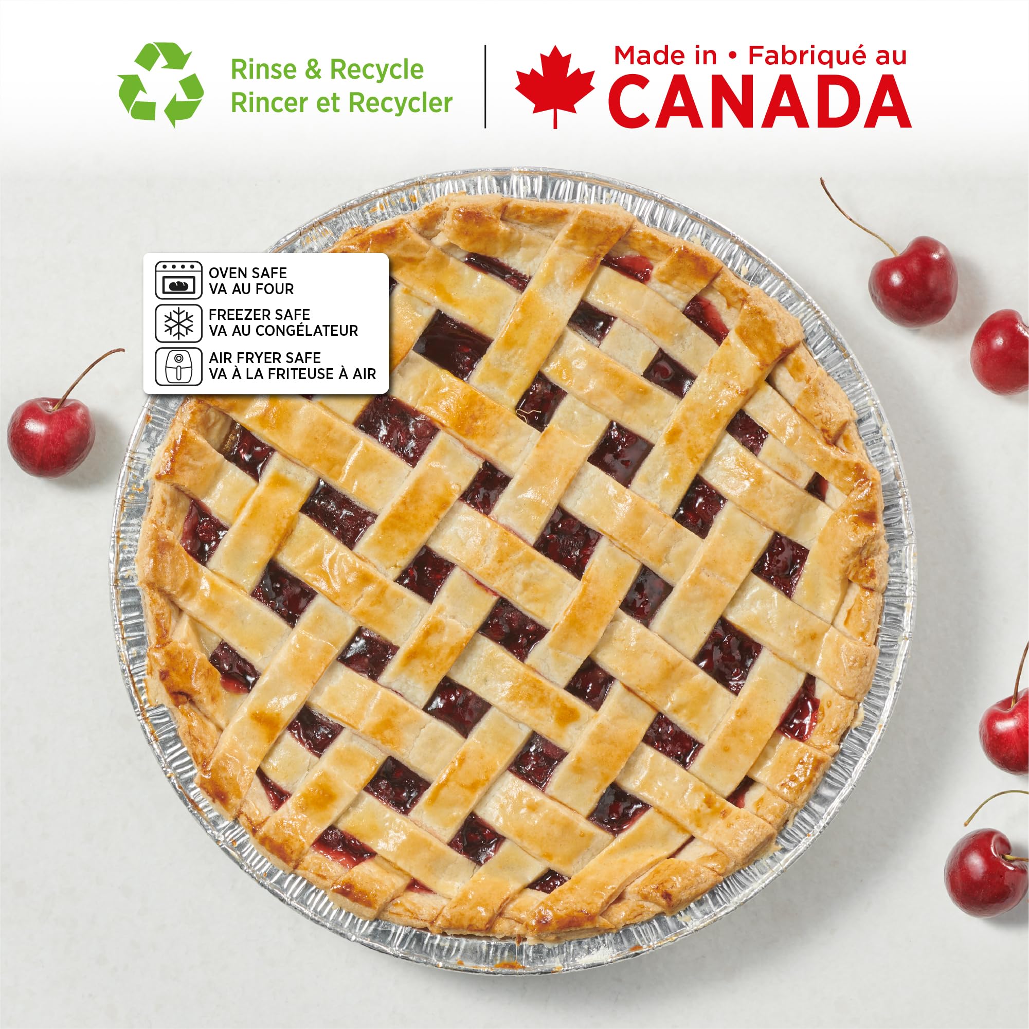 Starfrit 50-Pack Aluminum Pie Plates, 9” (23 cm), Perfect for Baking Pies, Chicken Pot Pies & Quiches, Recyclable, Disposable, Oven & Freezer Safe