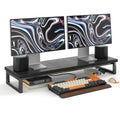 CAIYUN Monitor Stand, Monitor Riser, 39 inch Desk Shelf, Computer Stand Desk Accessories and Organizers, Black Dual Monitor Support