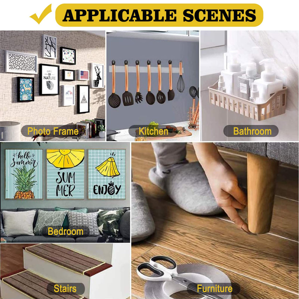 Double Sided Mounting Tape,1.2" x 200",Heavy Duty Removable Nano Adhesive Tape for Walls,Adhesive Strips Strong Sticky Gel Grip Tape,Transparent Poster Tape Wall Tape for Picture Carpet Decoration