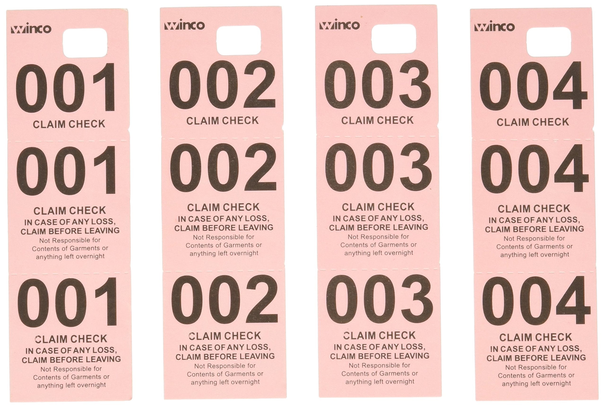 Winco Coat Checks, 500 Per Box, Medium, Pink