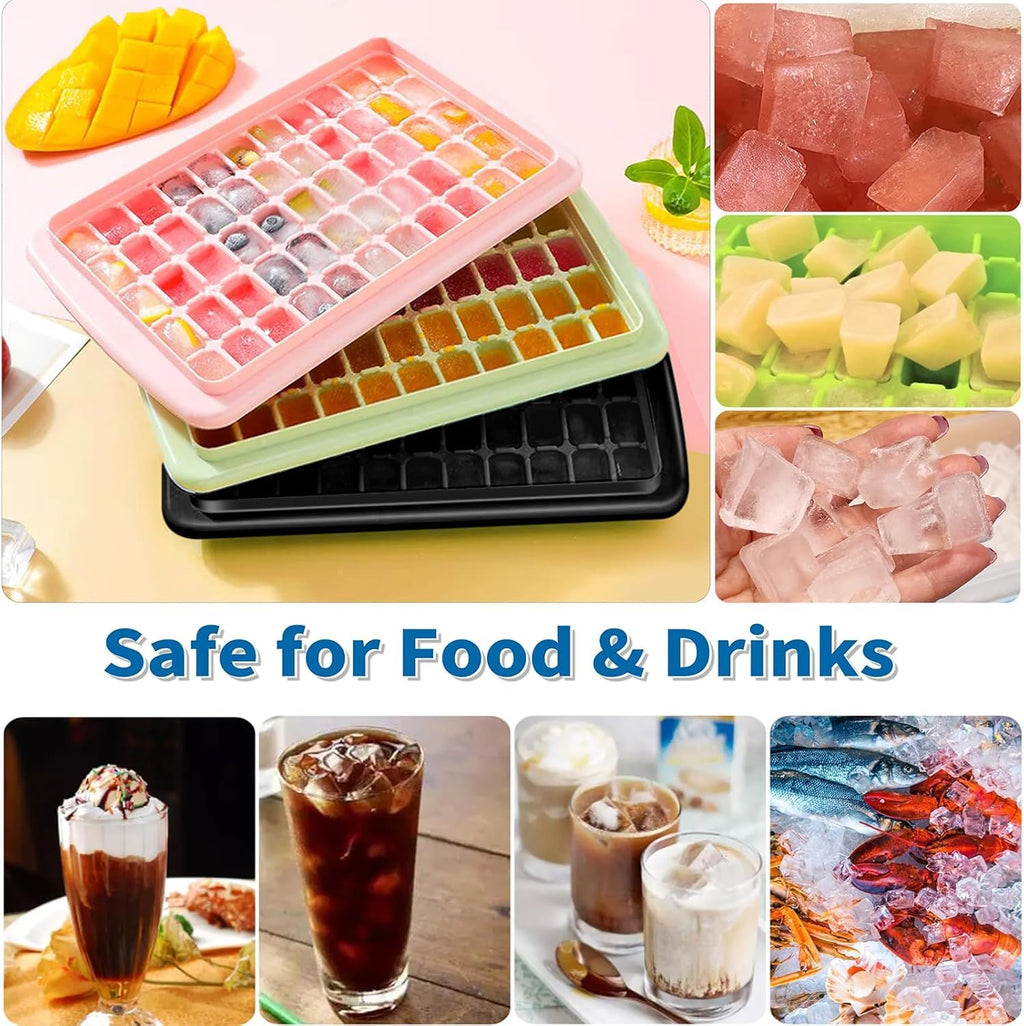 ARTLEO Ice Cube Tray with Lid and Bin for Freezer, Easy Release 55 Nugget Ice Cube Maker Tray & Mold, Ice Tray with Cover, Storage Container, Scoop. Flexable Durable Plastic, BPA Free