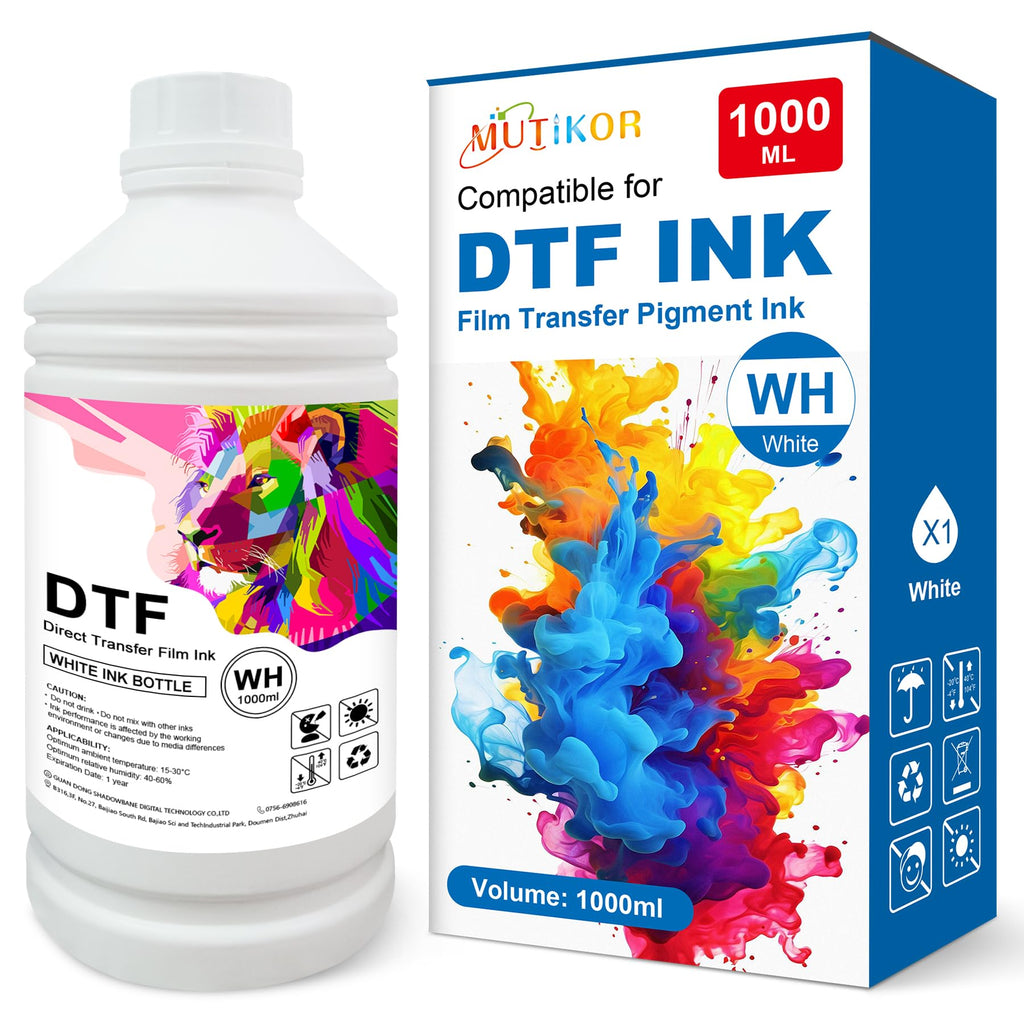 Premium DTF Ink White 1000ML DTF Transfer-Ink Refill for PET Film, Replacement Compatible for Printer ET-8550 15000 L1800 L805 R1390 R2400, Heat Transfer Printing Direct to Film-White Ink DTF 1000ML