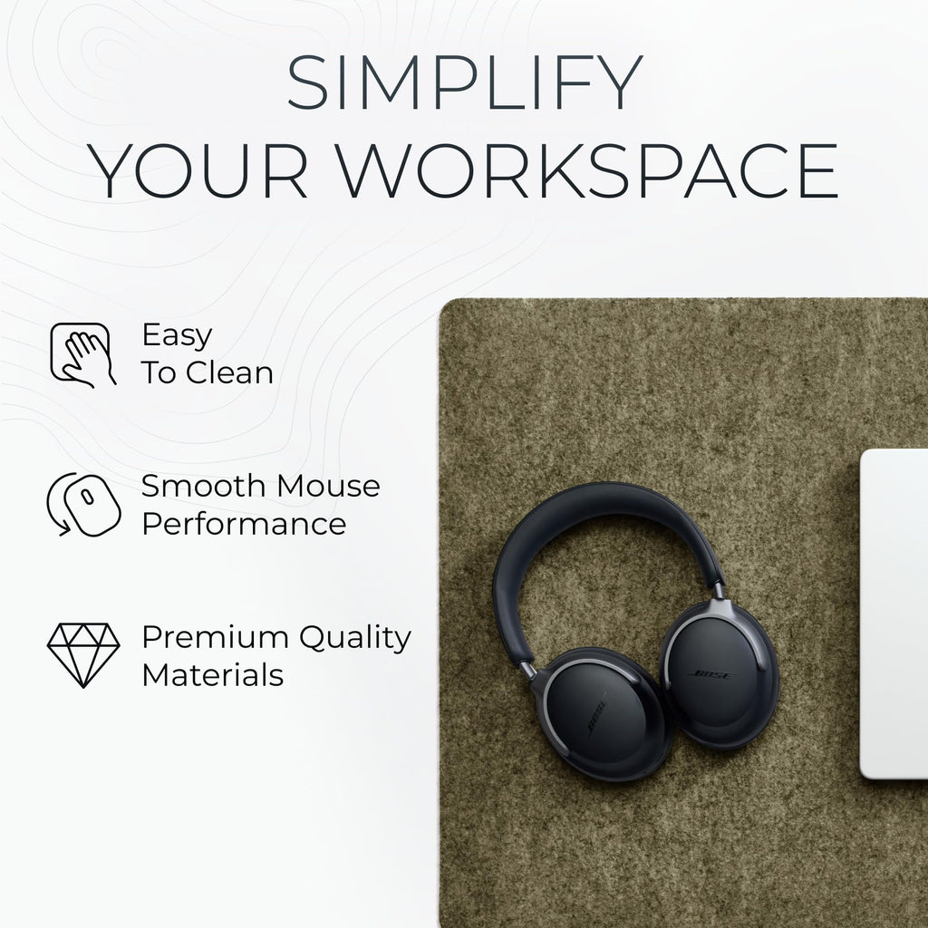 Nordik Large Felt Desk Mat – Timber Moss Green – 89 x 43 cm – Computer Desk Mat – Keyboard and Mouse Pad – Large Desktop Felt Pad