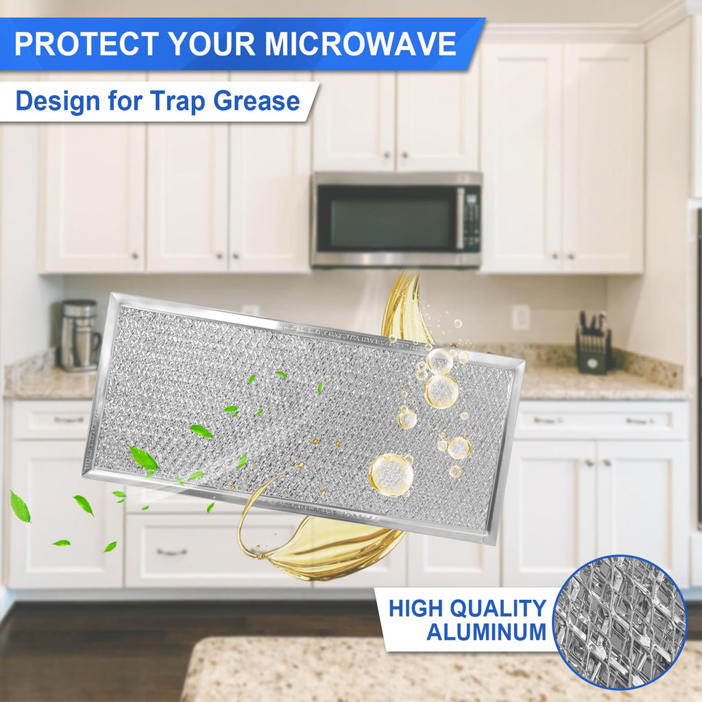 2 PACK W10208631A Microwave Grease Filter Replacement for Whirl-pool W10208631A 5.81 inch x 12.94 inch
