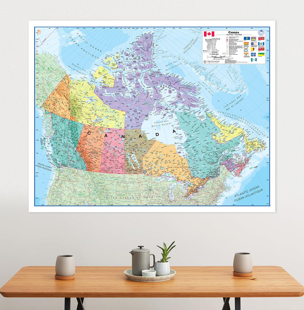 Map of Canada - Political Front Sheet Lamination - 59.4 x 42 cm - Detailed Cartography - Maps International