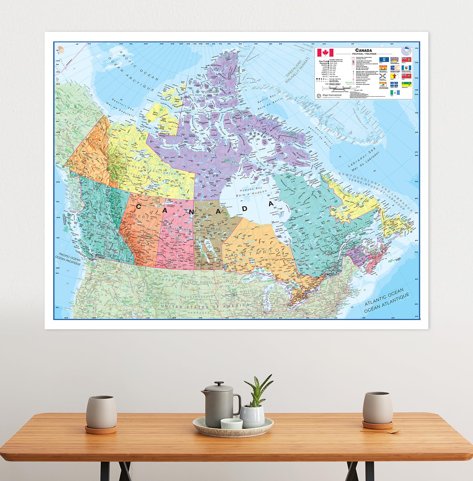 Map of Canada - Political Front Sheet Lamination - 59.4 x 42 cm - Detailed Cartography - Maps International
