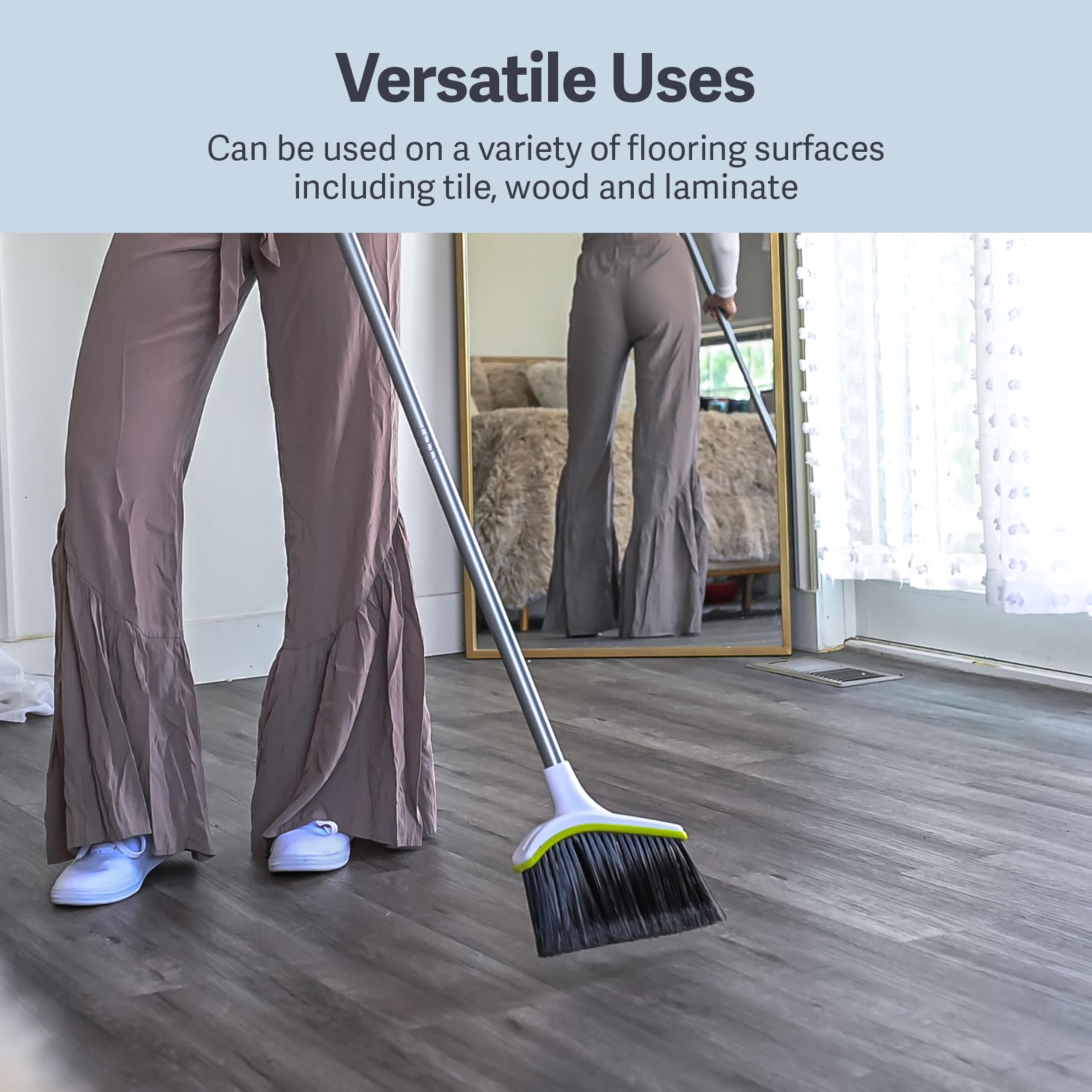 Casabella Basics Broom with Dustpan, Silver and Green, 2-Piece (8515620)
