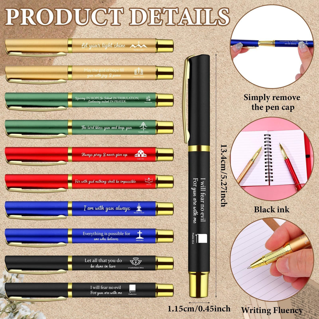 10 Set Christian Gifts Bulk Spiral Religious Notebook with Sticky Notes and Bible Verse Ballpoint Pen Scripture Journal Church Prayer Notepad Clergy Appreciation for Pastor Employee Sunday School