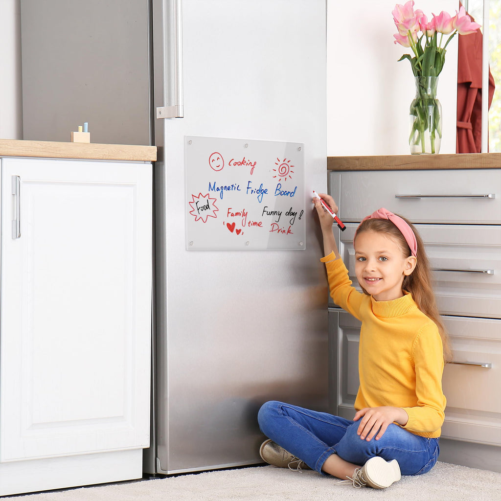 Mr. Pen Magnetic Dry Erase Board - 15"x11", 3 Dry Eraser Markers, Clear Acrylic Board for Fridge