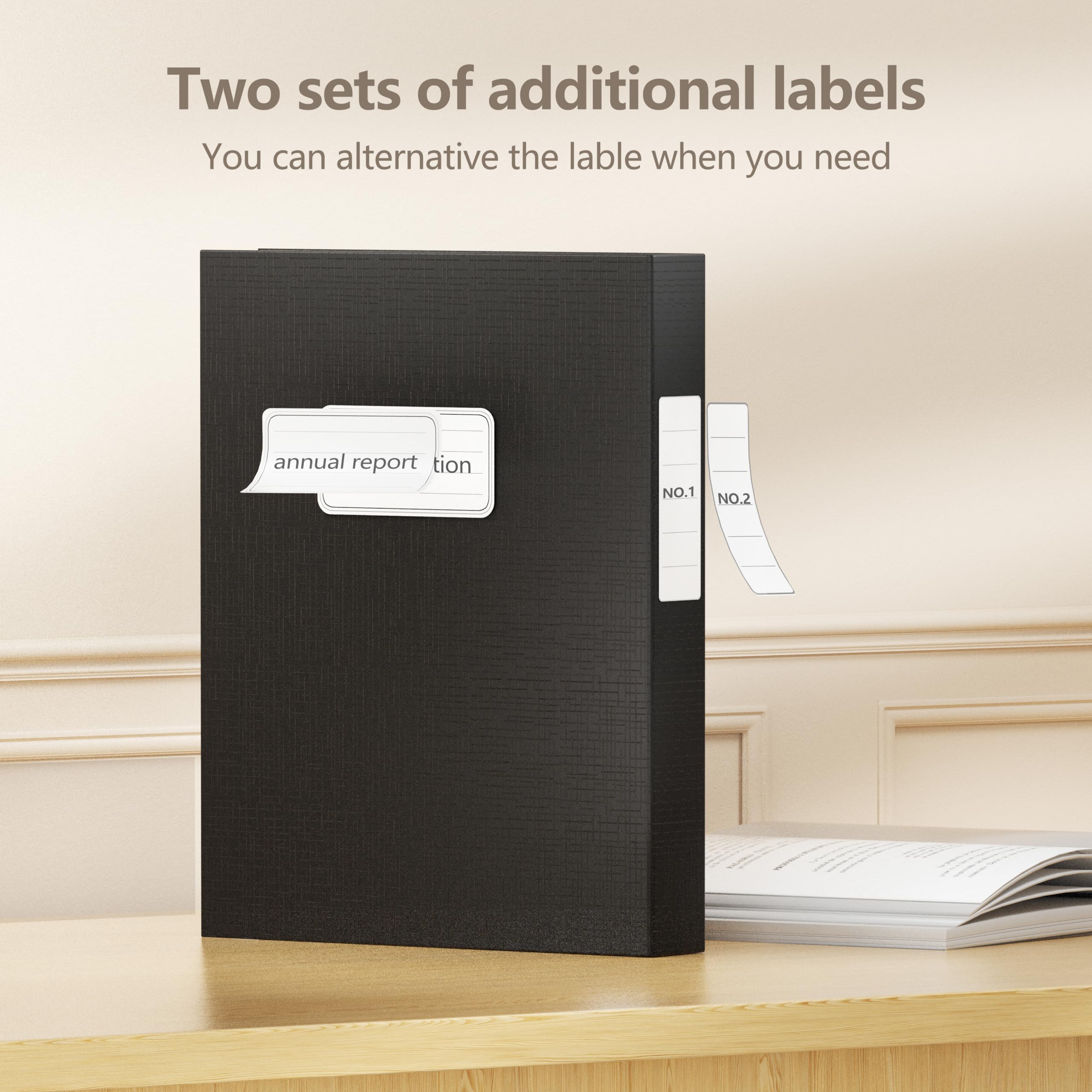 JiaWei Black Storage File Boxes,Document File Folder,A4 Archives Cases with Lid,9.4×1.5×12.5 Inches Filing Box for Office and School