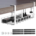 Under Desk Cable Management Tray, Xpatee Upgraded Wire Management No Drill No Screws, Cable Tray with Clamp for Wire Organizers, Computer Cord Rack for Office, Home - No Damage to Desk White