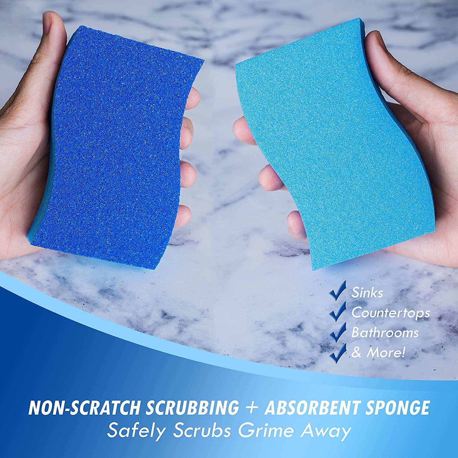 ELITRA Non-Scratch Scrubber Cleaning Sponge - Blue - 6 Pack
