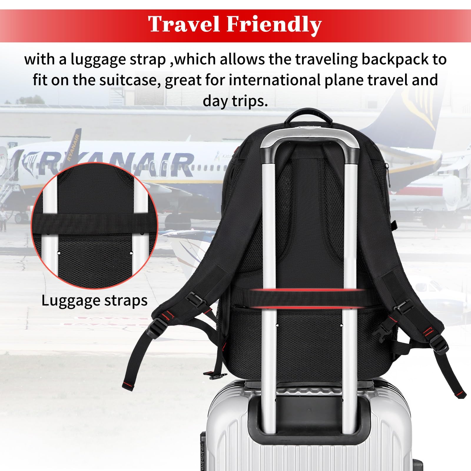 Travel Business Laptops Backpack, Expandable 70L Carry-On Luggage Backpacks for Men, with Shoes Compartment, Waterproof Outdoor Casual Daypack Gym Sports Bags College School Computer Backpack, Upgrade