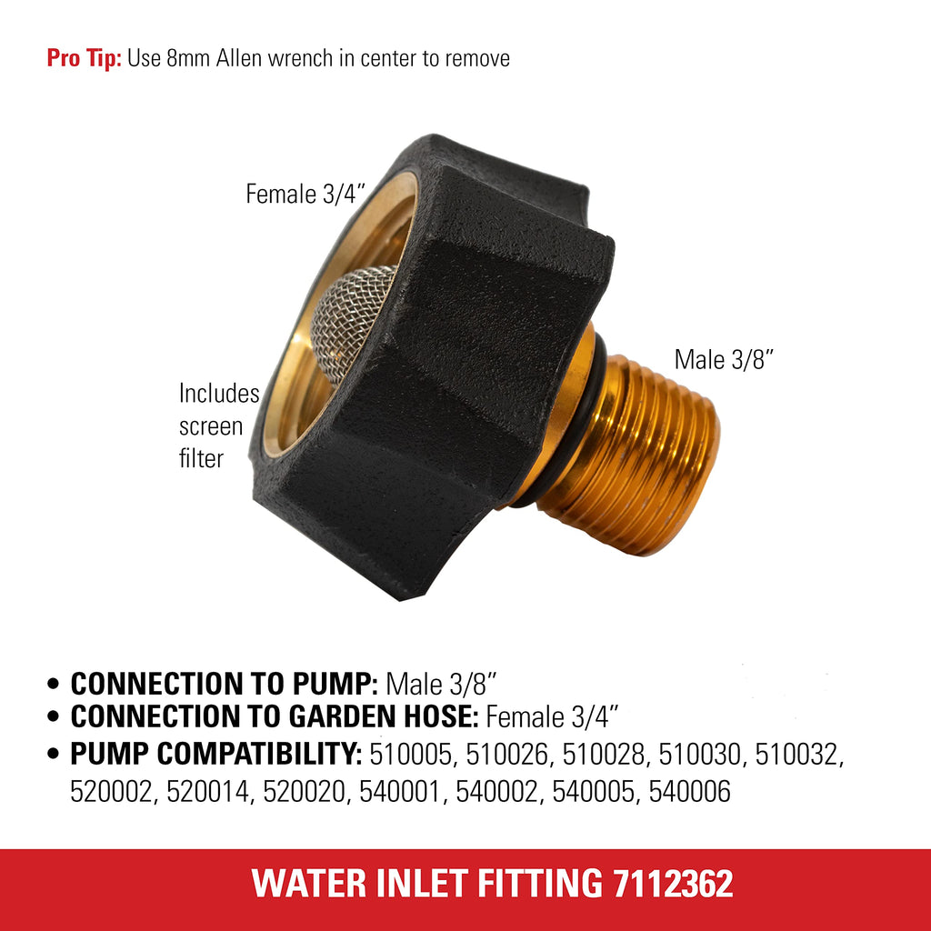 Simpson Cleaning 7112362 Water Inlet Fitting for Multiple Pressure Washer Pumps