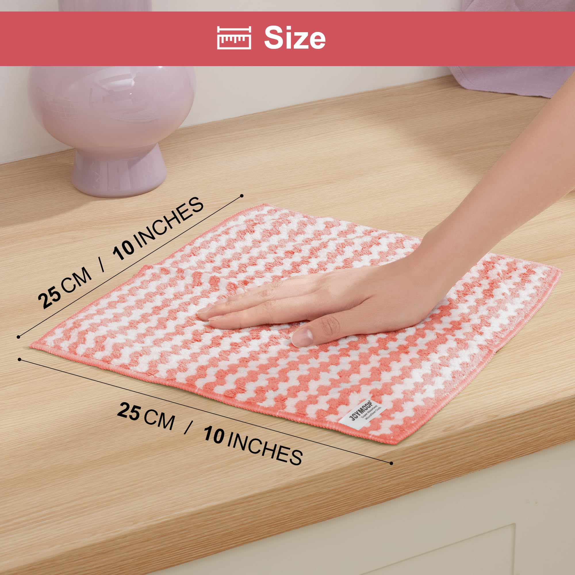 JOYMOOP Microfiber Cleaning Cloths, Dish Cloths for Washing Dishes, 18 Pack Kitchen Towels, Reusable and Washable Dish Towels for Dish Drying Washing, Absorbent Streak Free Lint Free Rags - 10" x 10"