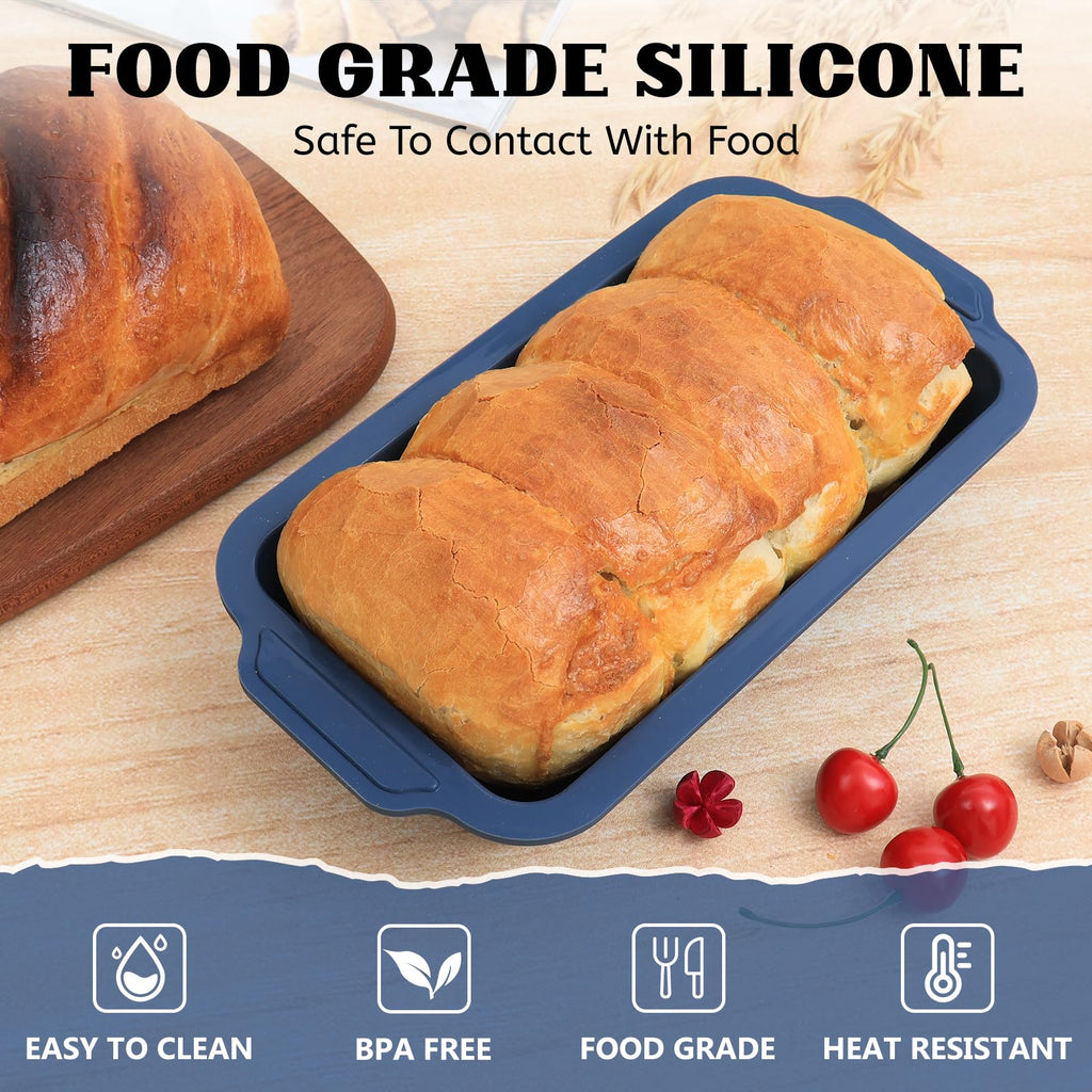 Vnray Bread Pan for Homemade Bread：9.5 x 5 Inch Silicone Loaf Pan for Baking with Metal Frame - Nonstick Banana Loaf Tin Tray for Sandwich Sourdough Pumpkin Sour Dough - for Oven Kitchen Home Bakers