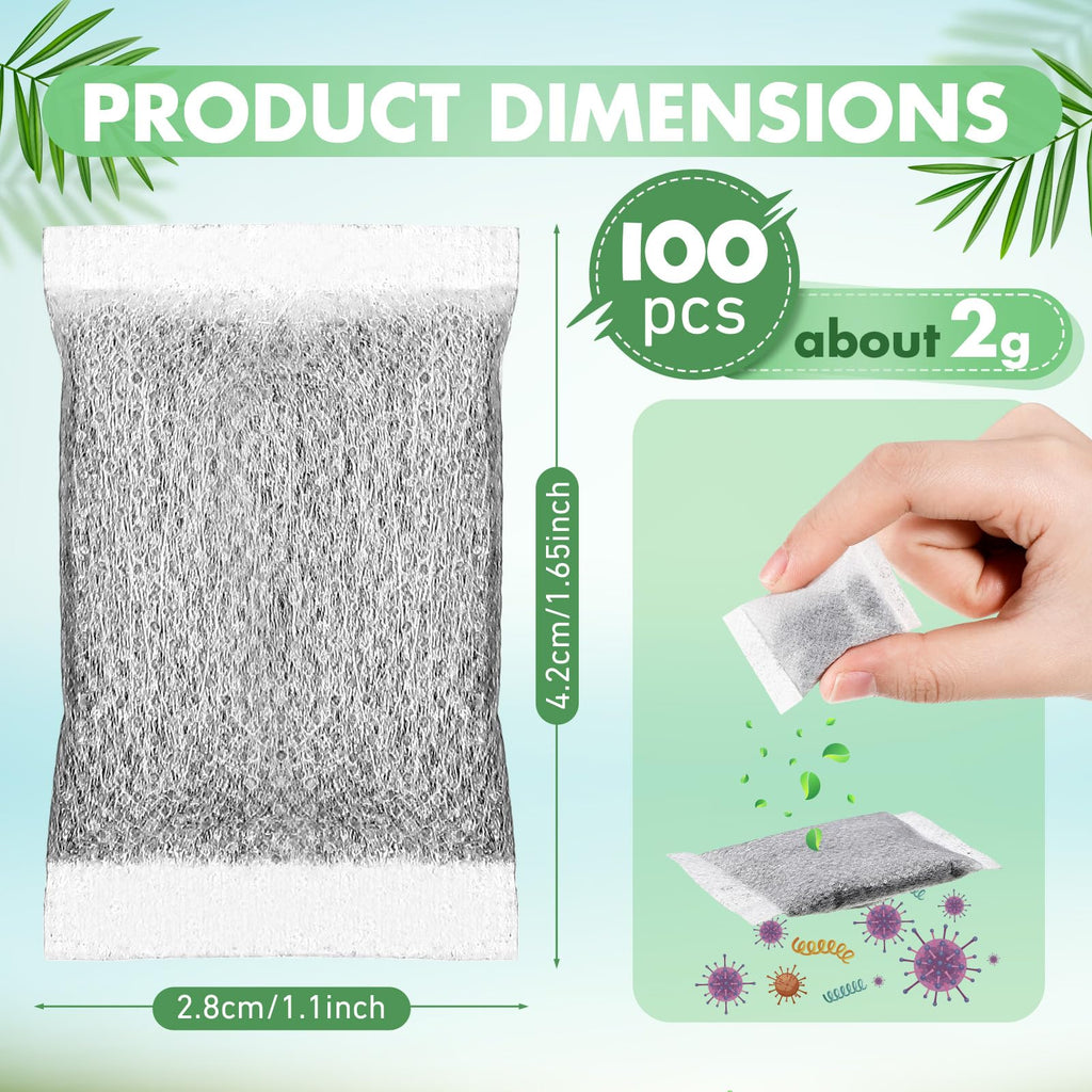 Lounsweer 100 Pcs Activated Charcoal Water Filter Coconut Shell Distiller Filters Activated Charcoal Sachets for Most Replacement Countertop Water Distillers