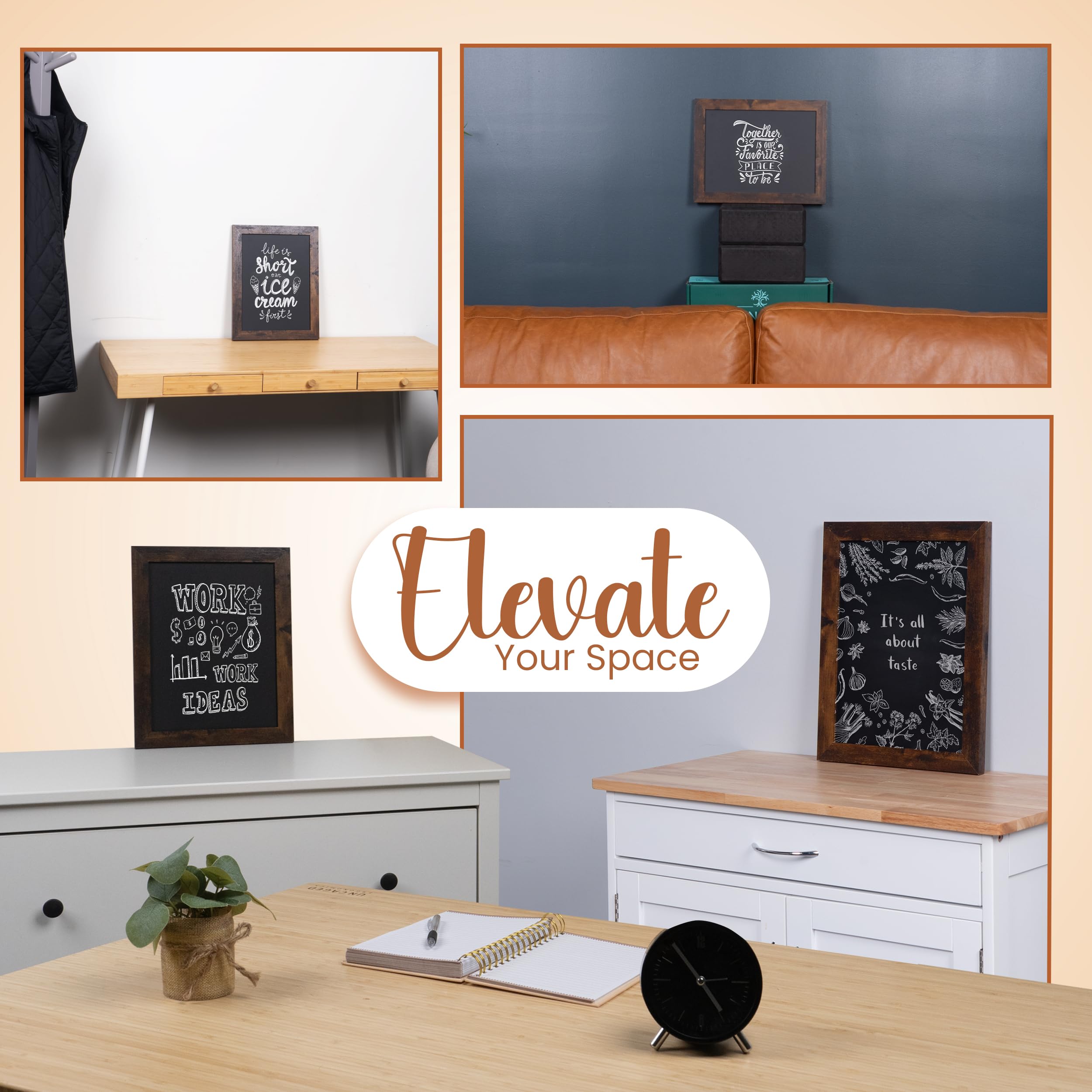 Loddie Doddie Magnetic Chalkboard - 11" x 14", Rustic Frame - Stain-Resistant Chalkboard Calendar - Magnetic Board for Wall Display - Wall-Mount Organizer & Menu Board for Kitchen