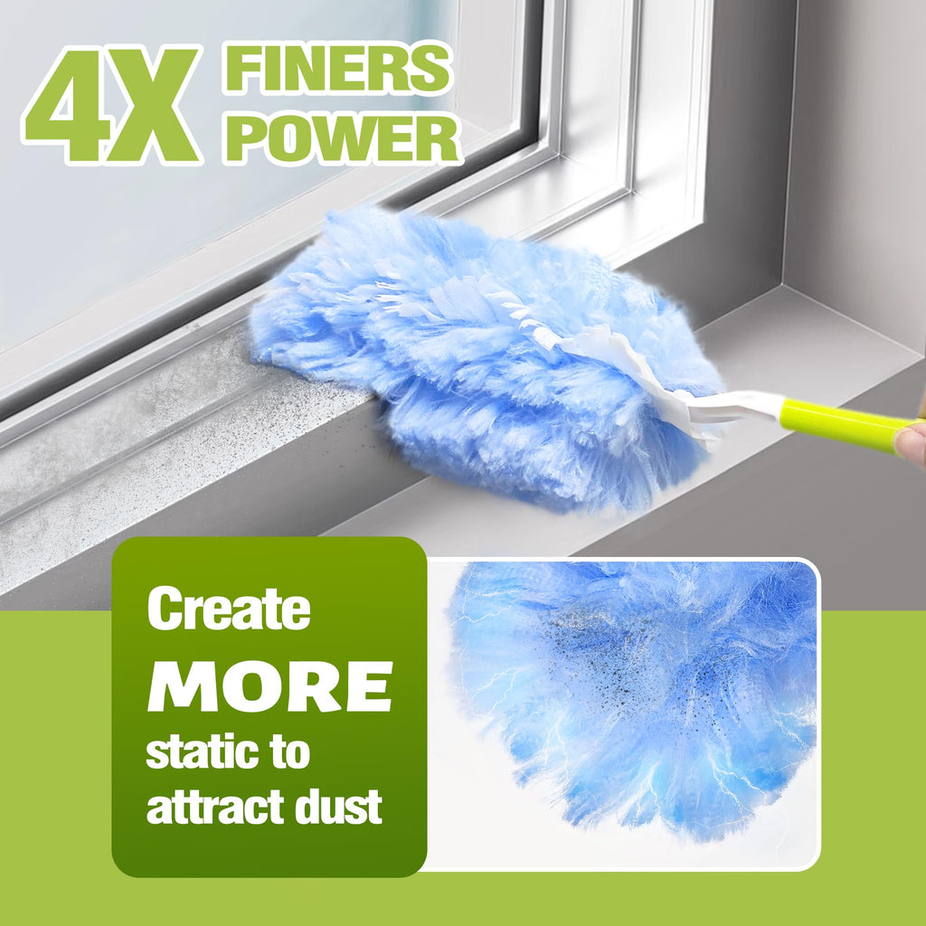 DALIPER Heavy Duty Duster Refills Compatible with Swiffer, Duster Kit with 30 PCS Refills & 1 Handle, 360° Dusters with 4X Microfibers for Dusting Ceiling Fans, Electronics, Furniture, Blinds