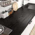 Livelynine 40CMx5M Thick Black Wood Contact Paper Peel and Stick Countertops for Kitchen Cabinet Wallpaper Stick on Countertop Covers Peel and Stick Desk Covering Waterproof Heavy Duty Vinyl Wrap