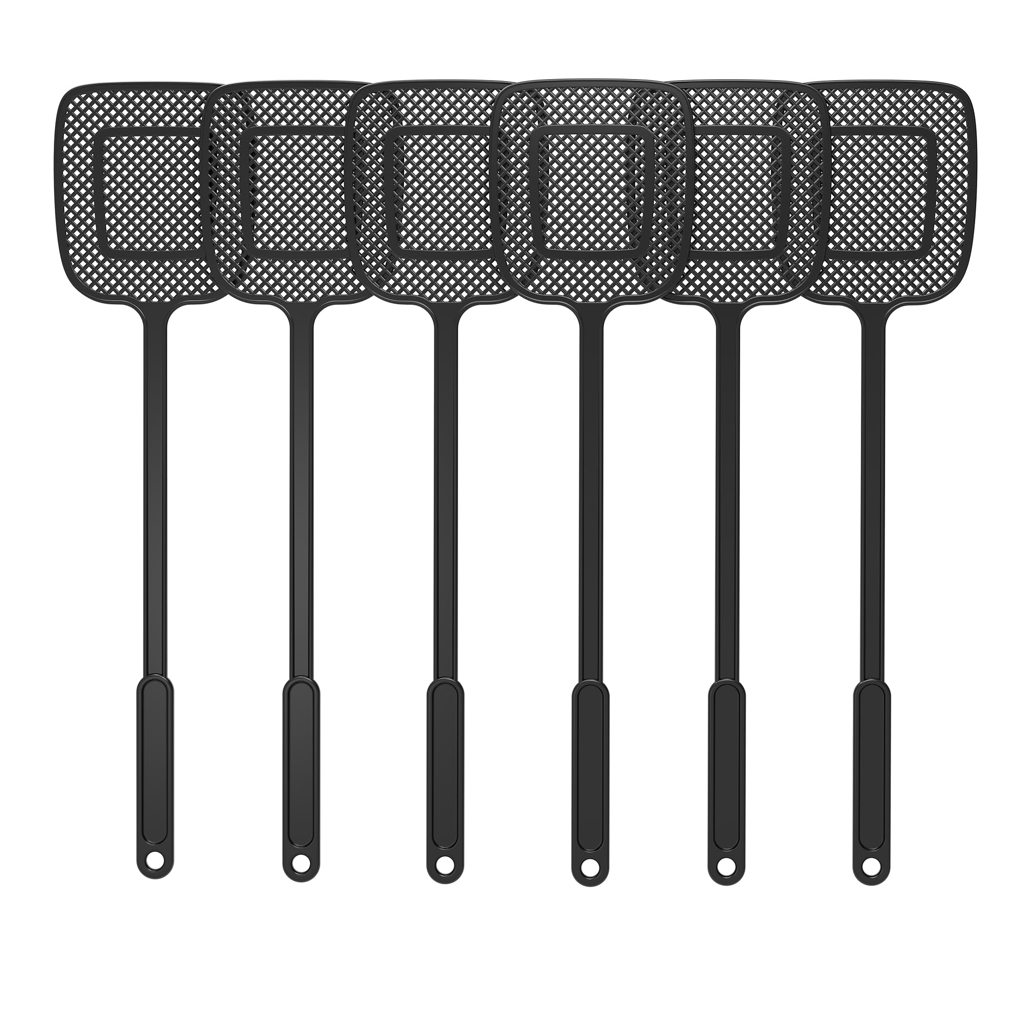 MR.SIGA Heavy Duty Long Handle Fly Swatter, Black, 6 Pack